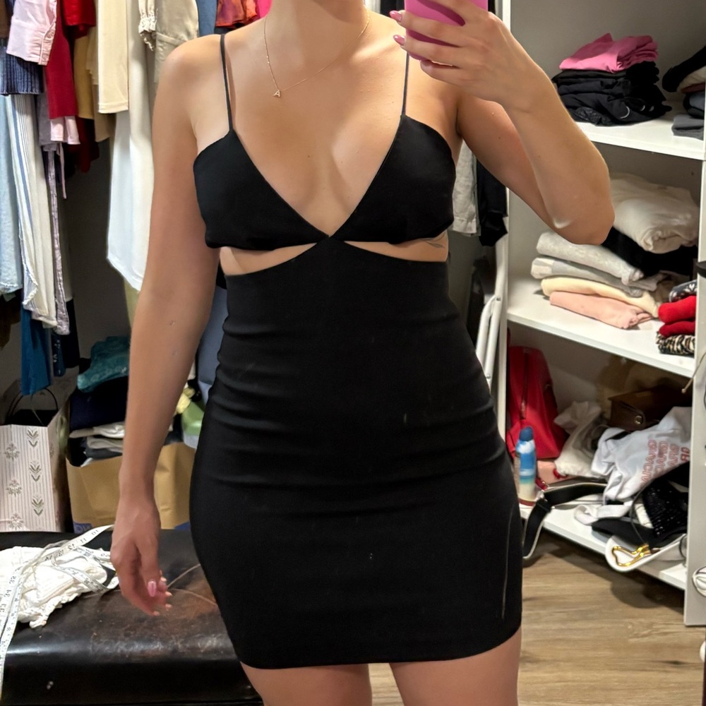 Zara Black Side Cut-Out Bodycon Dress
